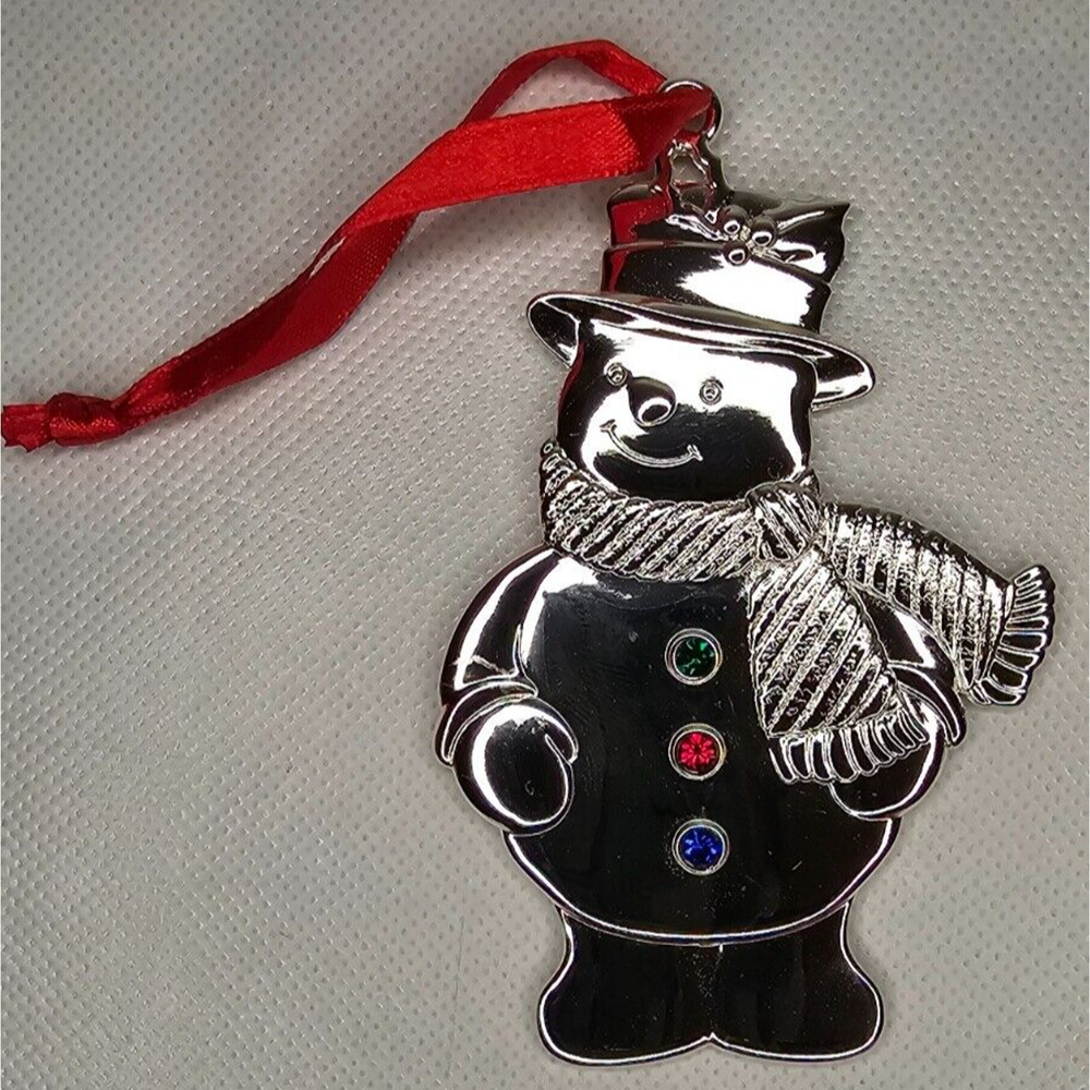 Lenox Silver Gems Multi Snowman Ornament With Original Box